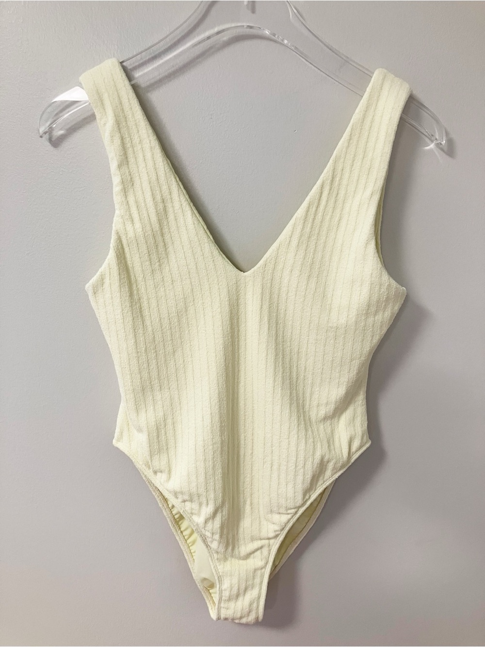 Montce | Butter Yellow Plunge One Piece Swimsuit L Beach Pool Travel Vacation